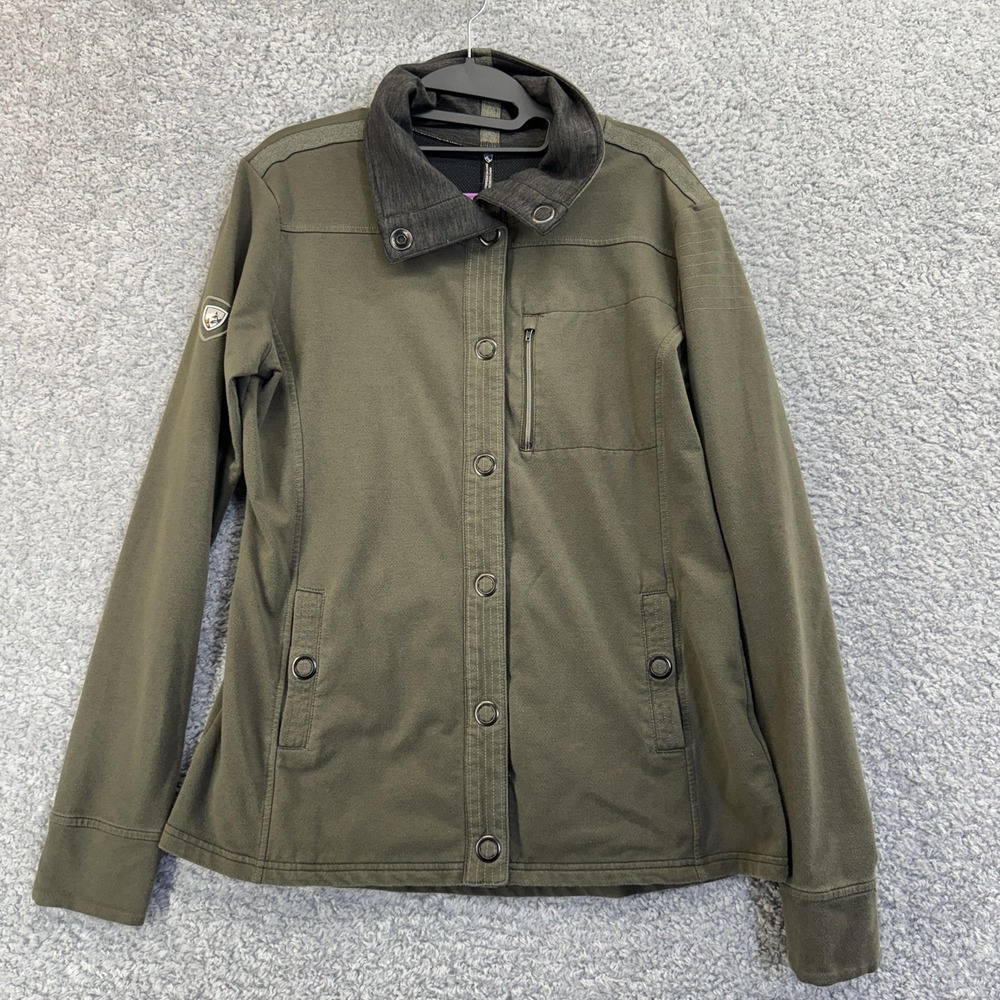 Kuhl‎ Jacket Womens Medium Green Snap Front Chest Pocket Outdoor Hiking Casual